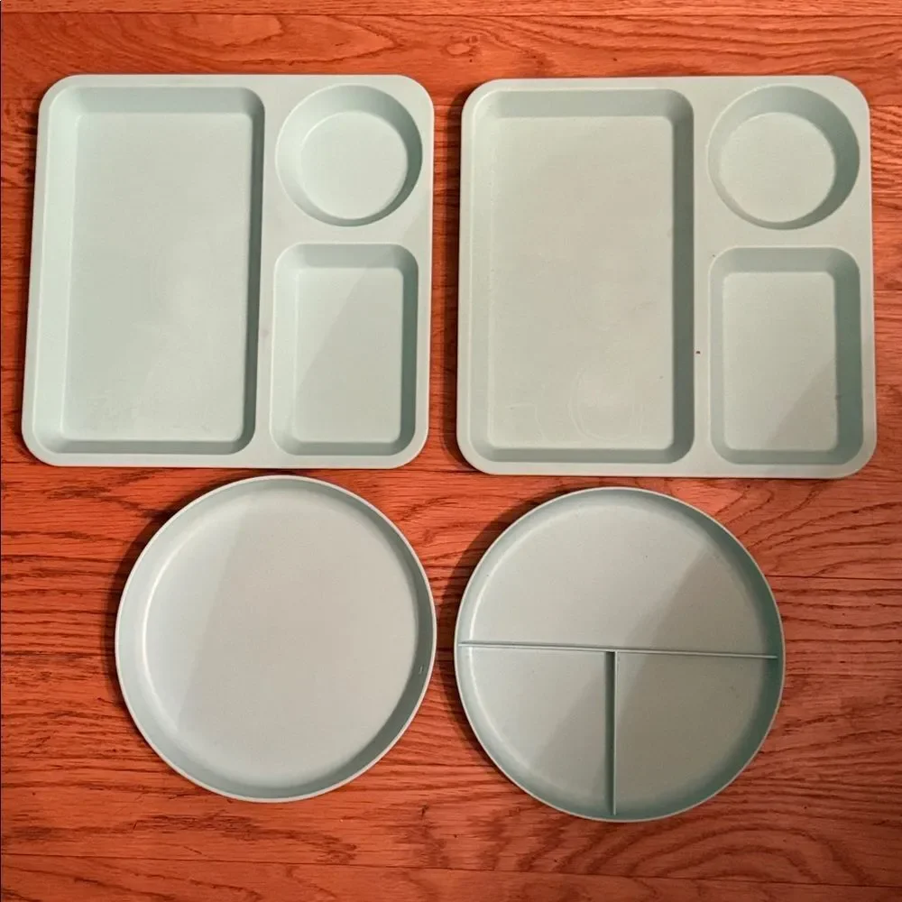 Pillowfort Silicone Divided Plates Set of Four in Pale Mint!